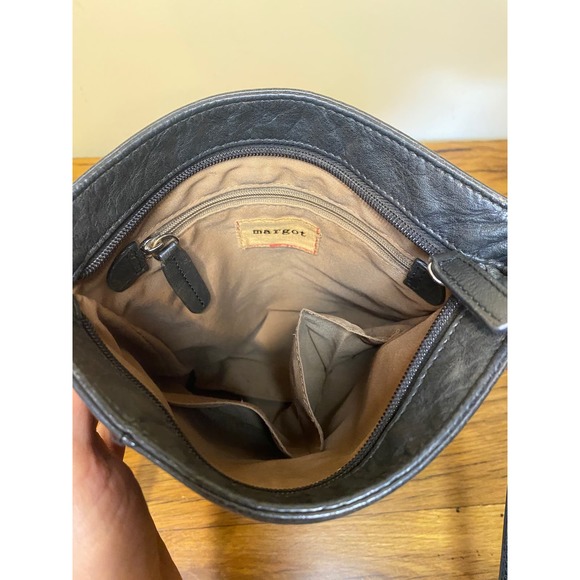 Margot Dark Charcoal Grey Genuine Leather Cross Body Bag Purse - Picture 3 of 3